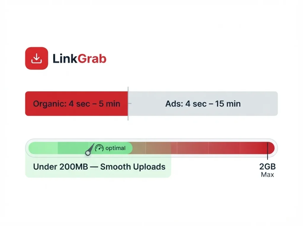 Pinterest video length limit timeline showing 4 seconds to 5 minutes for organic Pins and up to 15 minutes for ads with 2GB max file size