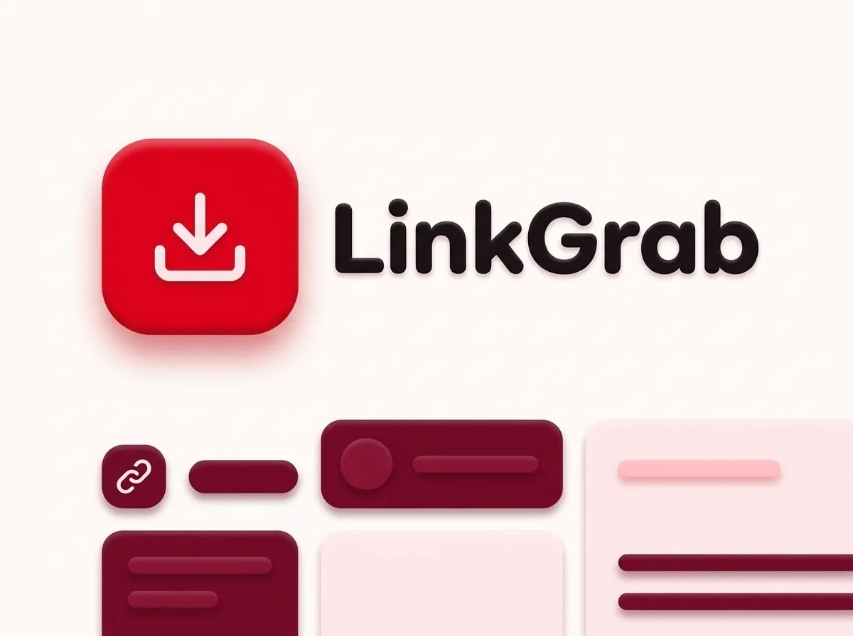 LinkGrab download icon and wordmark with a link input and download card